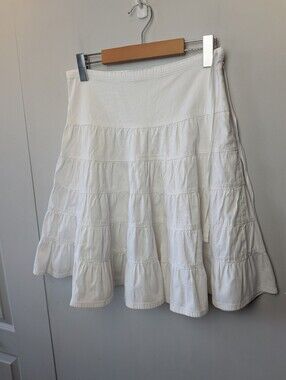 ZARA White Mini Skirt Women 97% Cotton Side Zipper Size 2
